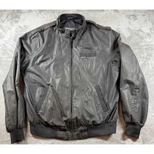 Vintage Members Only Jacket Mens XLT Black Full Zip Iconic Cafe Racer Y2K Moto